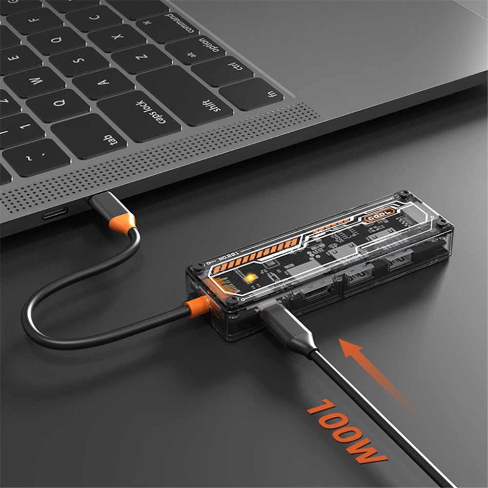 Type-C Hub Adapter to PD Type-C+HD Video Output+USB 3.0+USB 2.0+RJ45