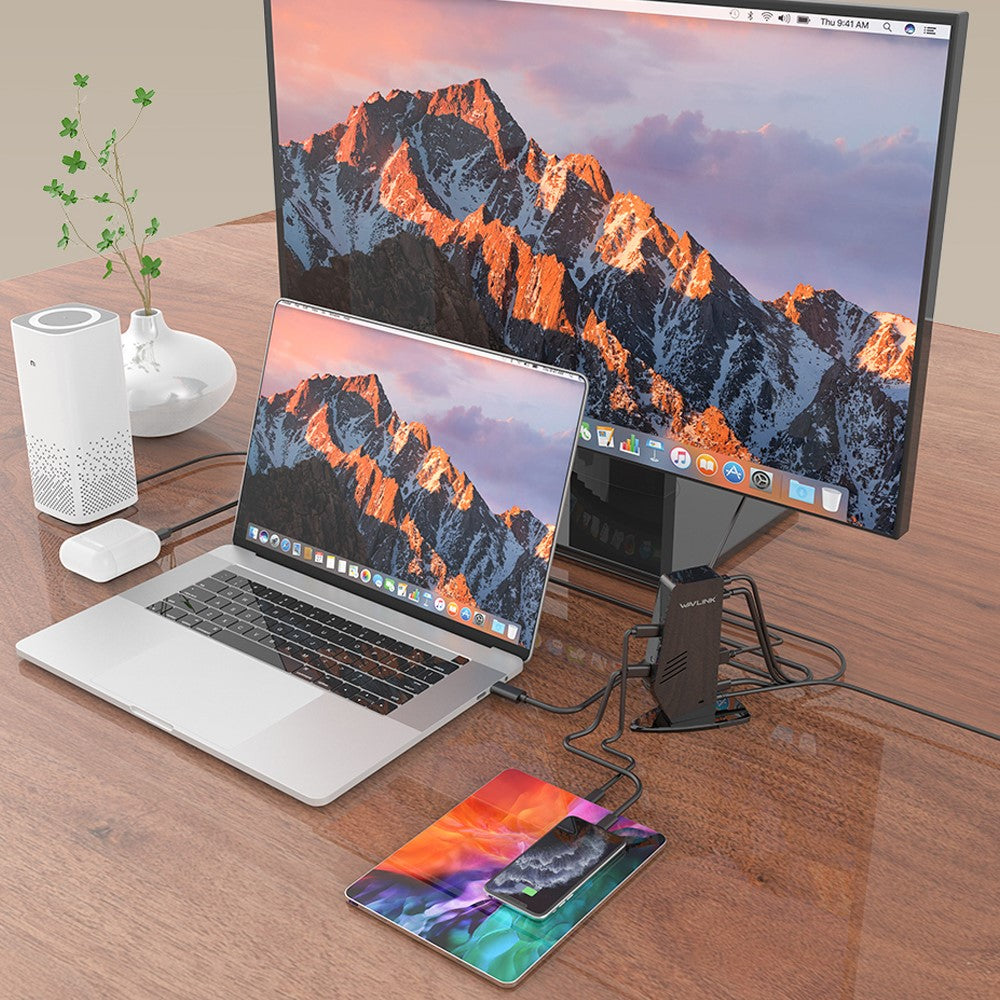 WAVLINK UG69PD5 USB 3.0 and USB-C Dual 4K Display Docking Station with DisplayPort and HD 60Hz Monitor Adapter