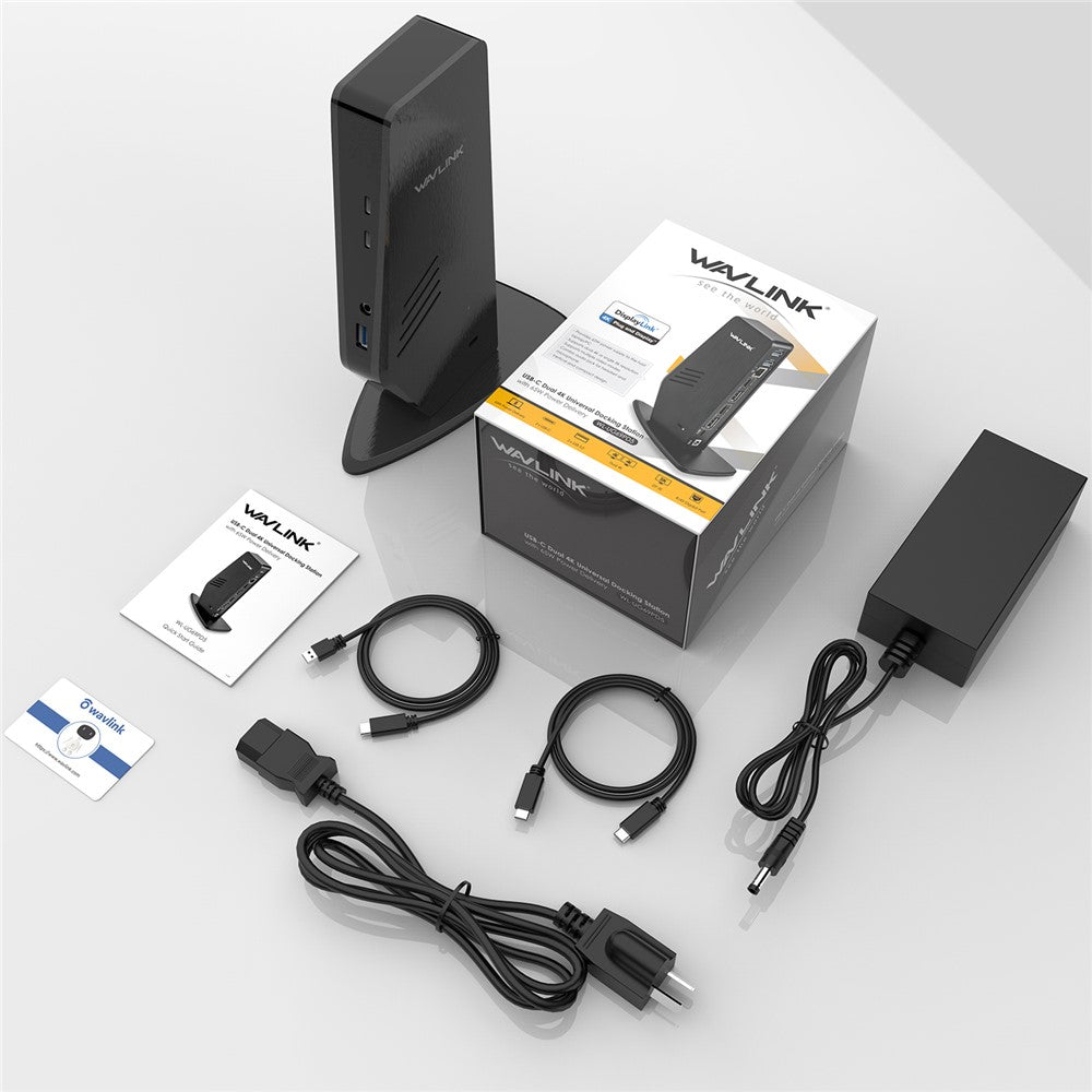 WAVLINK UG69PD5 USB 3.0 and USB-C Dual 4K Display Docking Station with DisplayPort and HD 60Hz Monitor Adapter