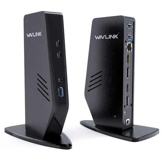 WAVLINK UG69PD5 USB 3.0 and USB-C Dual 4K Display Docking Station with DisplayPort and HD 60Hz Monitor Adapter