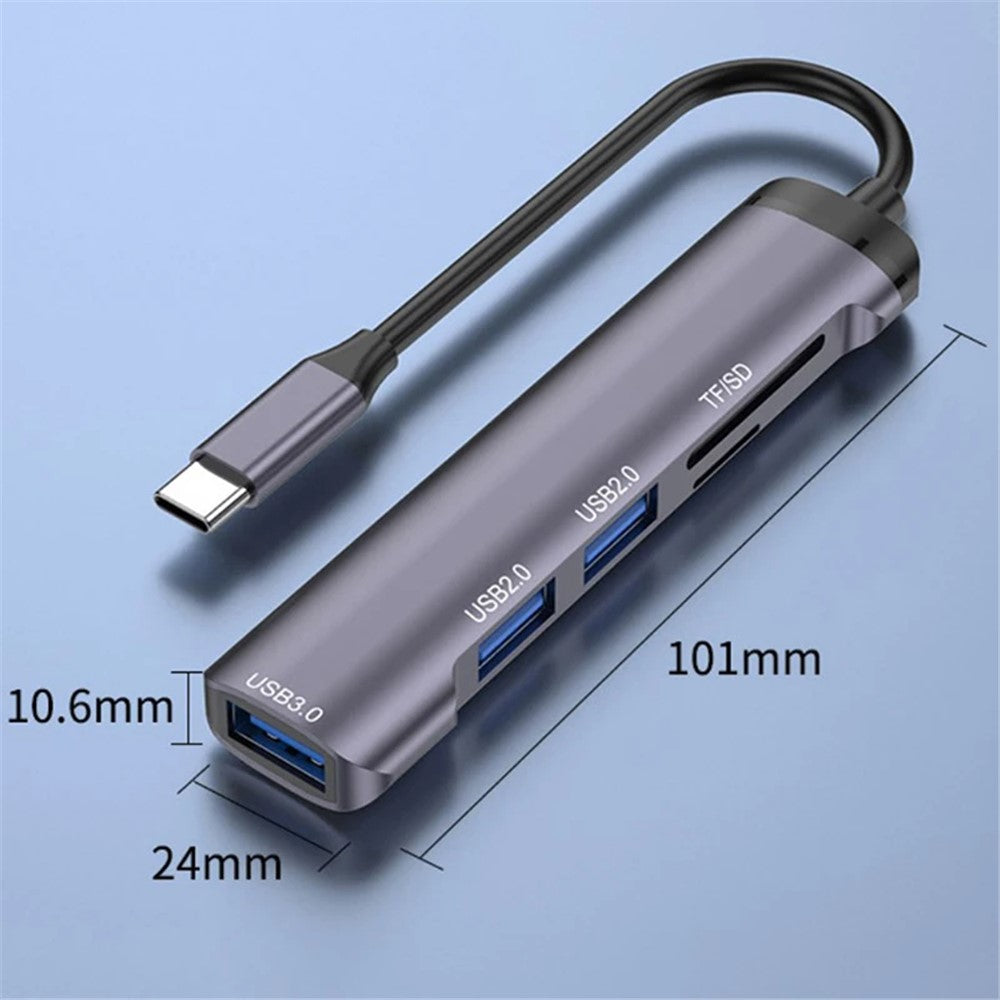 T505 Docking Station Type-C to USB2.0x2 + USB3.0 + TF / SD Slots USB Hub Laptop Phone Adapter