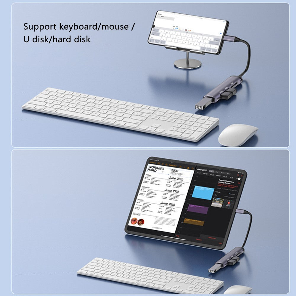 T505 Docking Station Type-C to USB2.0x2 + USB3.0 + TF / SD Slots USB Hub Laptop Phone Adapter