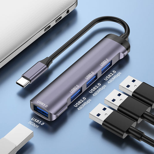 T-503 4-in-1 Type-C Docking Station USB-C to USB2.0x3 + USB3.0 HUB Adapter