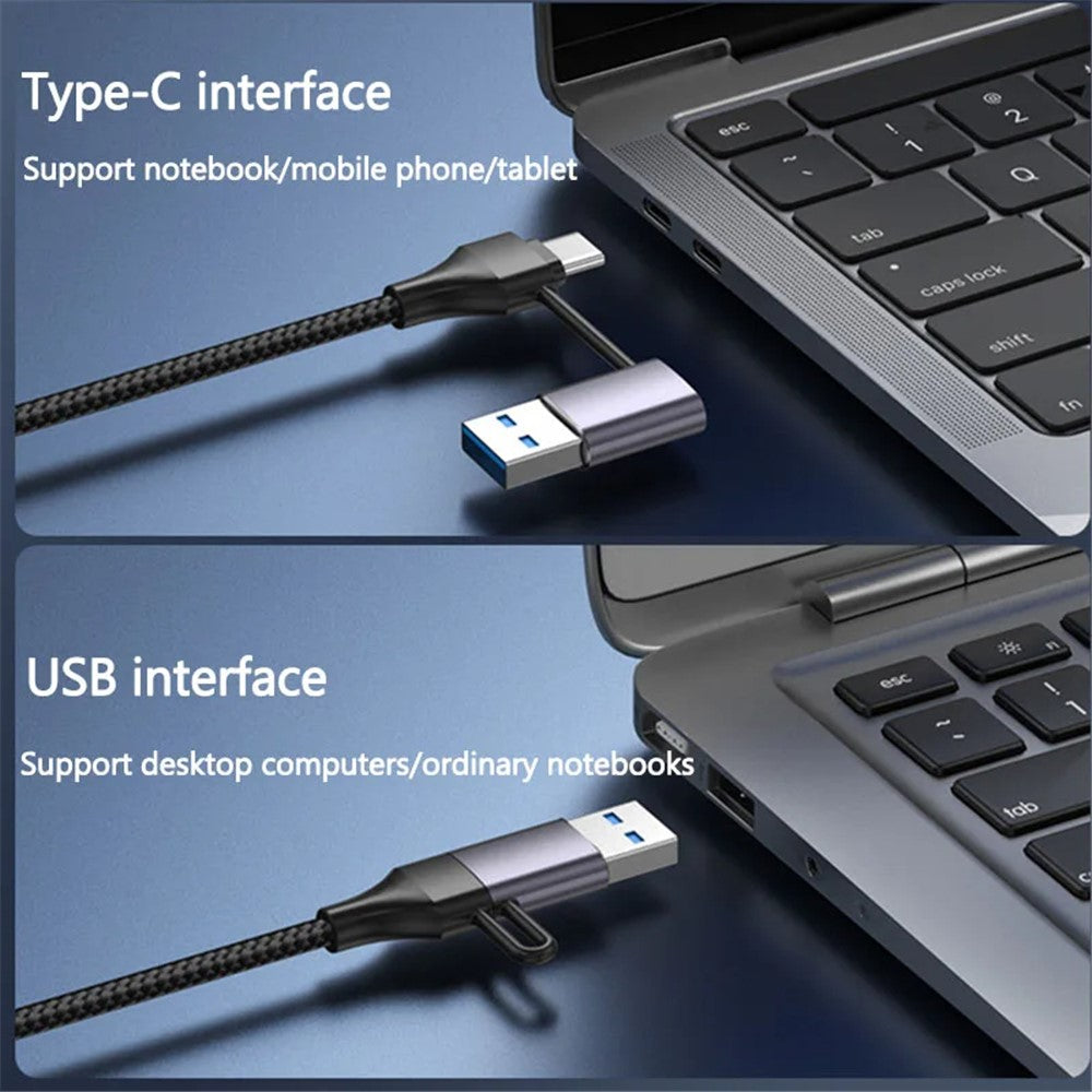 T-32C USB 3.0 + Type-C 4-port Hub Aluminum Alloy Docking Station with 2-in-1 Cable