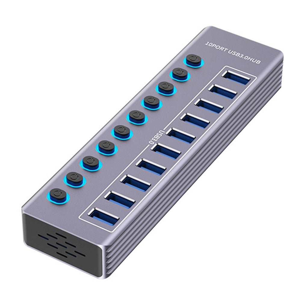 U310 10-In-1 USB 3.0 Extension Hub Expander USB Power Charging Station with Individual Switch+Light