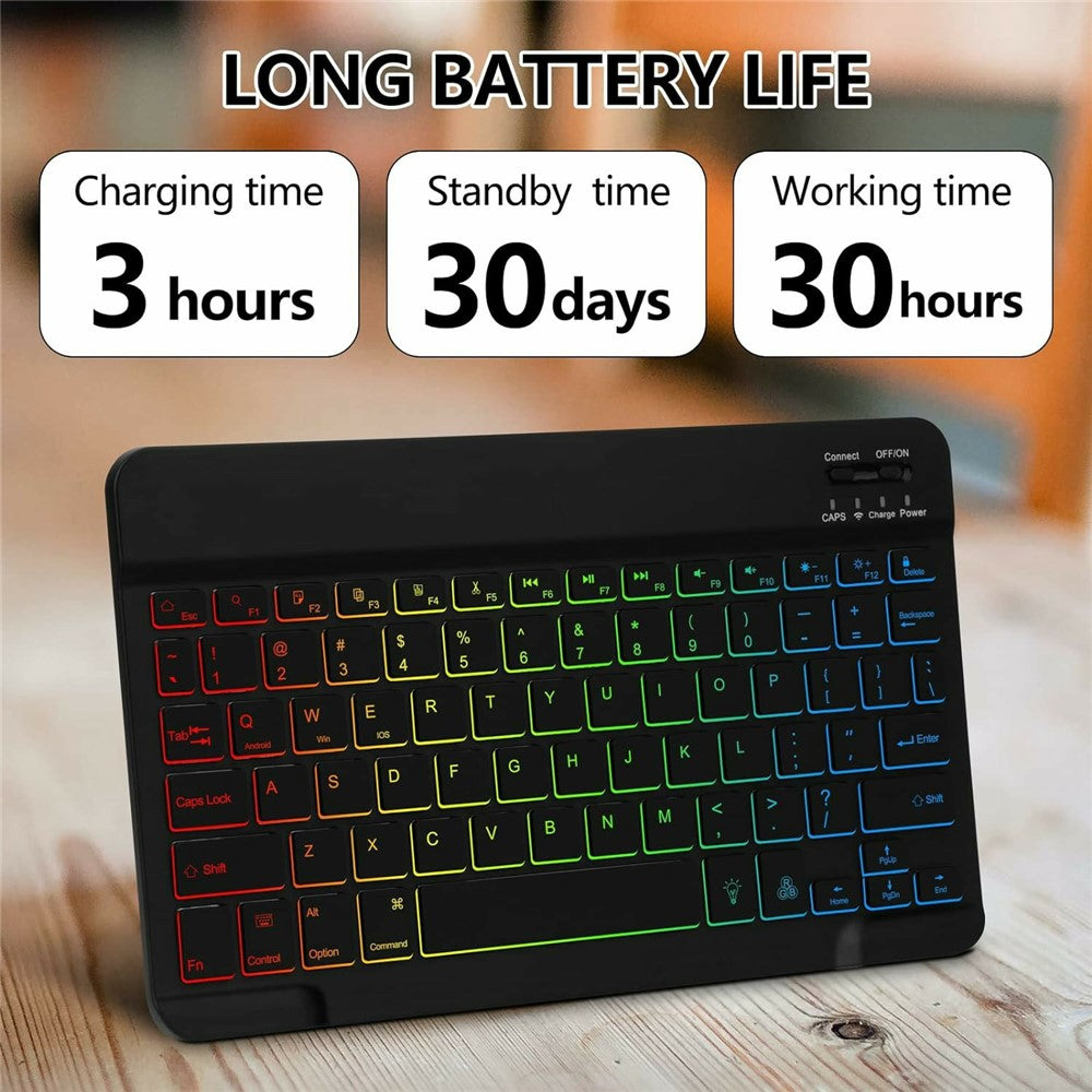 RGB-030 RGB Colorful Backlight 10-inch Wireless Bluetooth-compatible Keyboard Mouse Set