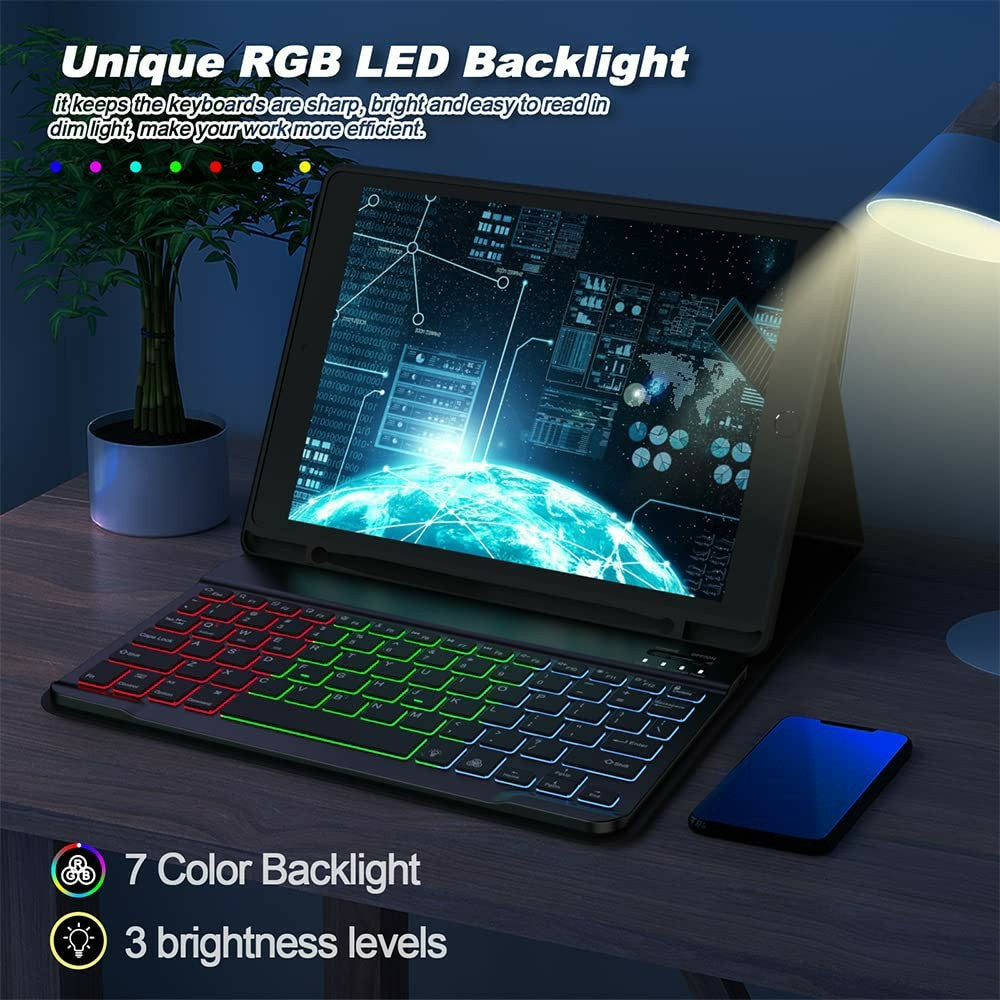 RGB-030 RGB Colorful Backlight 10-inch Wireless Bluetooth-compatible Keyboard Mouse Set