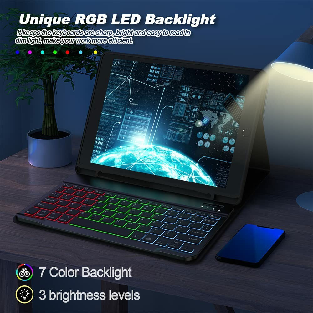 RGB-030 RGB Colorful Backlight 10-inch Wireless Bluetooth-compatible Keyboard