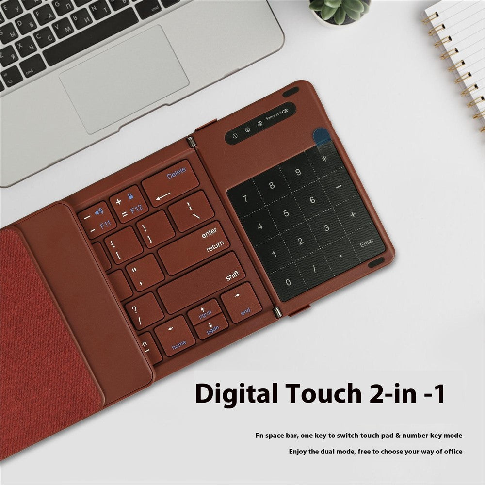 B077T Portable Foldable Wireless Bluetooth-compatible Keyboard with Touchpad Numeric Function