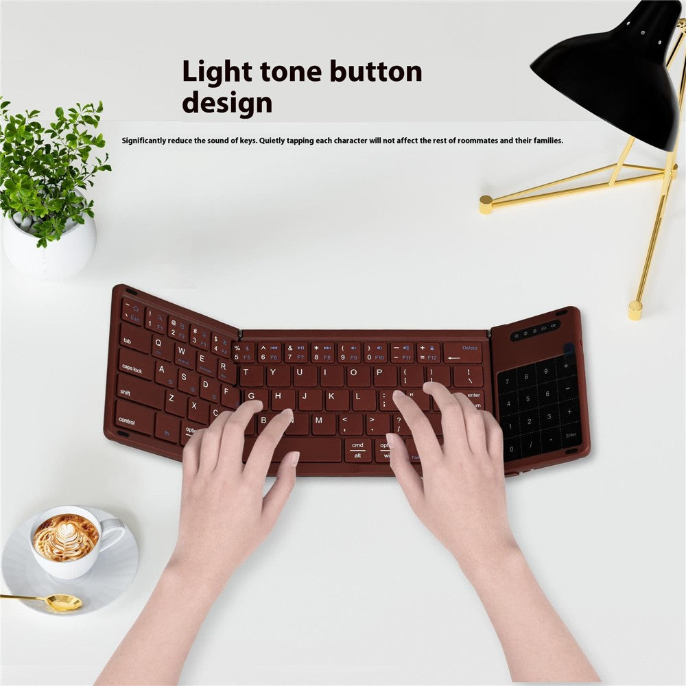 B077T Portable Foldable Wireless Bluetooth-compatible Keyboard with Touchpad Numeric Function