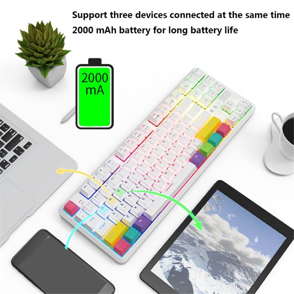 AJAZZ K870T Wired/Wireless Bluetooth-compatible Keyboard 87 Keys Dual Mode Keyboard with RGB Backlight for Phone Laptop