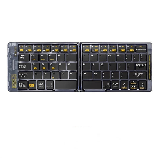 F69 Portable Bluetooth-Compatible Keyboard Transparent Design Two-Fold Keypad for Android / Windows / Ios