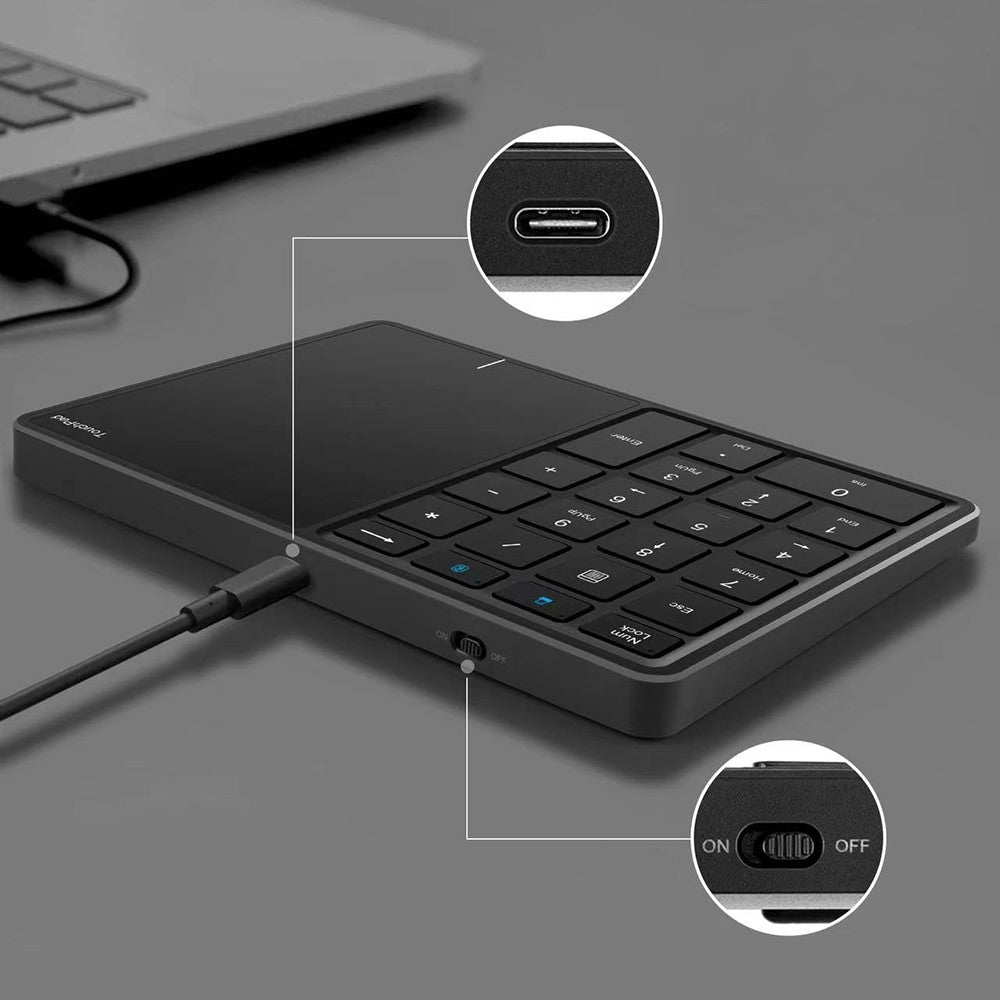 BT-14 Bluetooth-compatible / 2.4G Wireless Mini Numeric Keyboard Computer Laptop Keypad with Touchpad