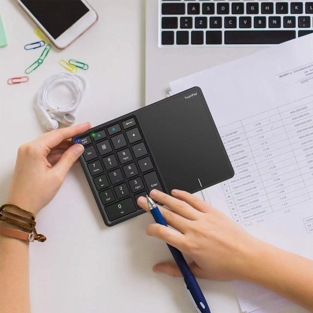 BT-14 Bluetooth-compatible / 2.4G Wireless Mini Numeric Keyboard Computer Laptop Keypad with Touchpad