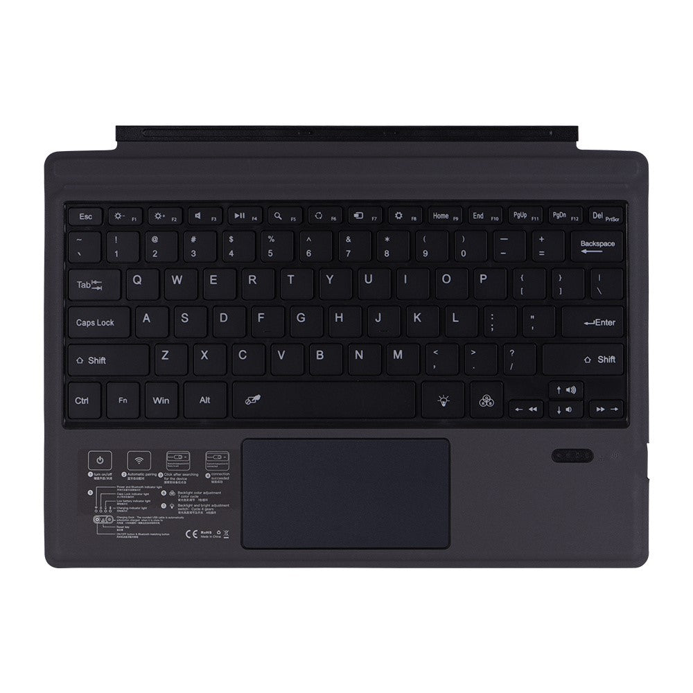 1089D for Microsoft Surface Pro 3 / 4 / 5 / 6 / 7 Colorful Backlight Laptop Magnetic Adsorption Bluetooth-compatible Wireless Keyboard with Touchpad