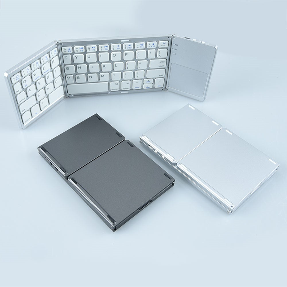 B033 Portable Tri-Fold Bluetooth-Compatible Keyboard Universal Laptop Tablet Phone Wireless Keyboard with Touchpad