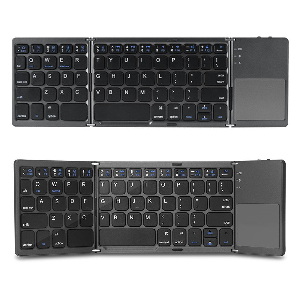 B033 Portable Tri-Fold Bluetooth-Compatible Keyboard Universal Laptop Tablet Phone Wireless Keyboard with Touchpad