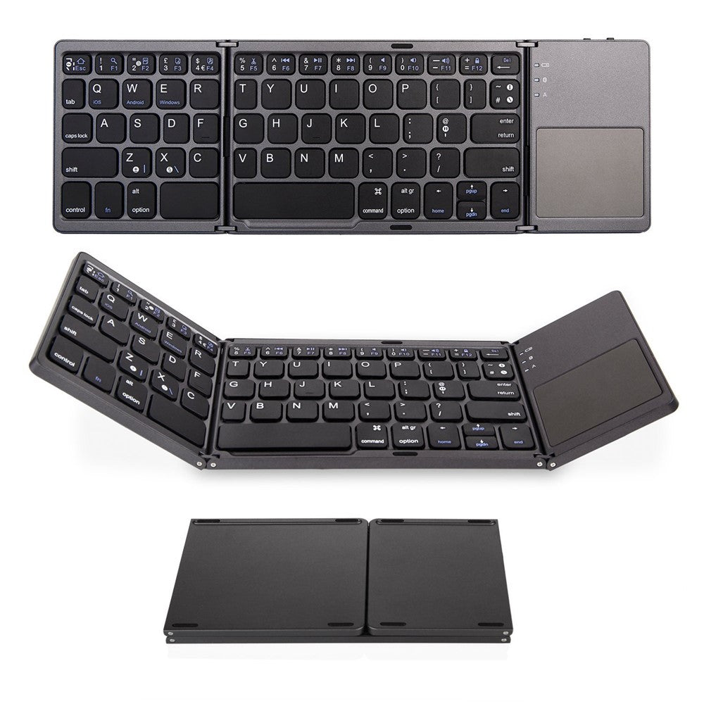 B033 Portable Tri-Fold Bluetooth-Compatible Keyboard Universal Laptop Tablet Phone Wireless Keyboard with Touchpad