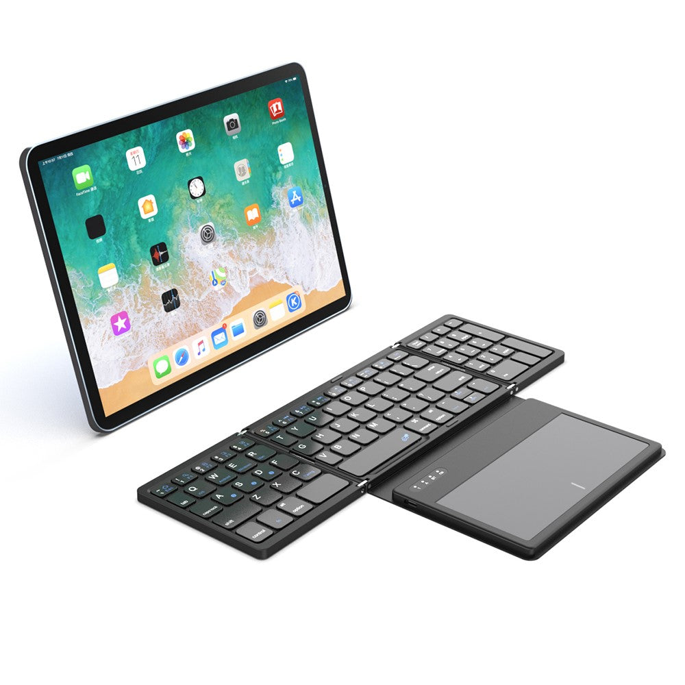 B055 Portable Folding Bluetooth-compatible Keyboard Universal Laptop Tablet Wireless Keyboard with Touchpad