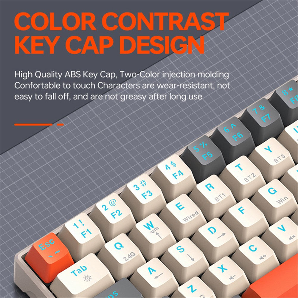 T-WOLF T30 Mechanical Keyboard Wired + Wireless + Bluetooth-compatible 3-Mode RGB Gaming Keyboard 63 Keys
