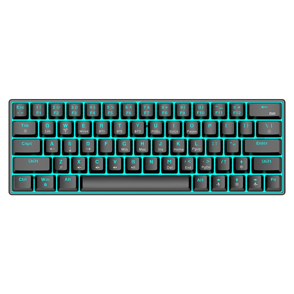 T-WOLF T30 Mechanical Keyboard Wired + Wireless + Bluetooth-compatible 3-Mode RGB Gaming Keyboard 63 Keys