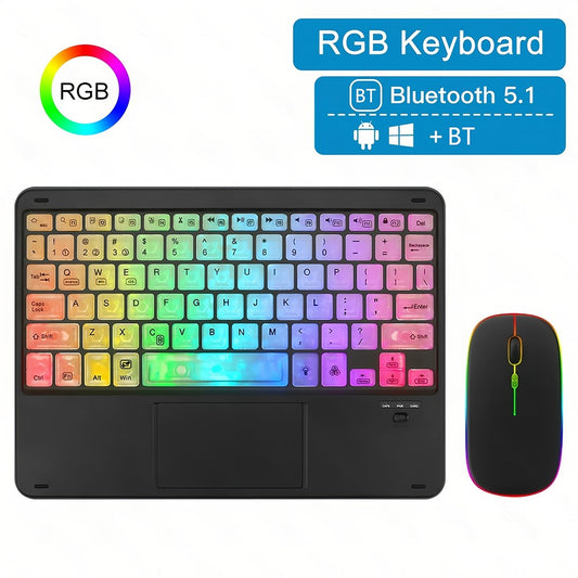 172 Wireless Keyboard and Mouse Combo RGB Backlit Bluetooth-compatible 5.1 Keyboard Mouse Set with Touchpad