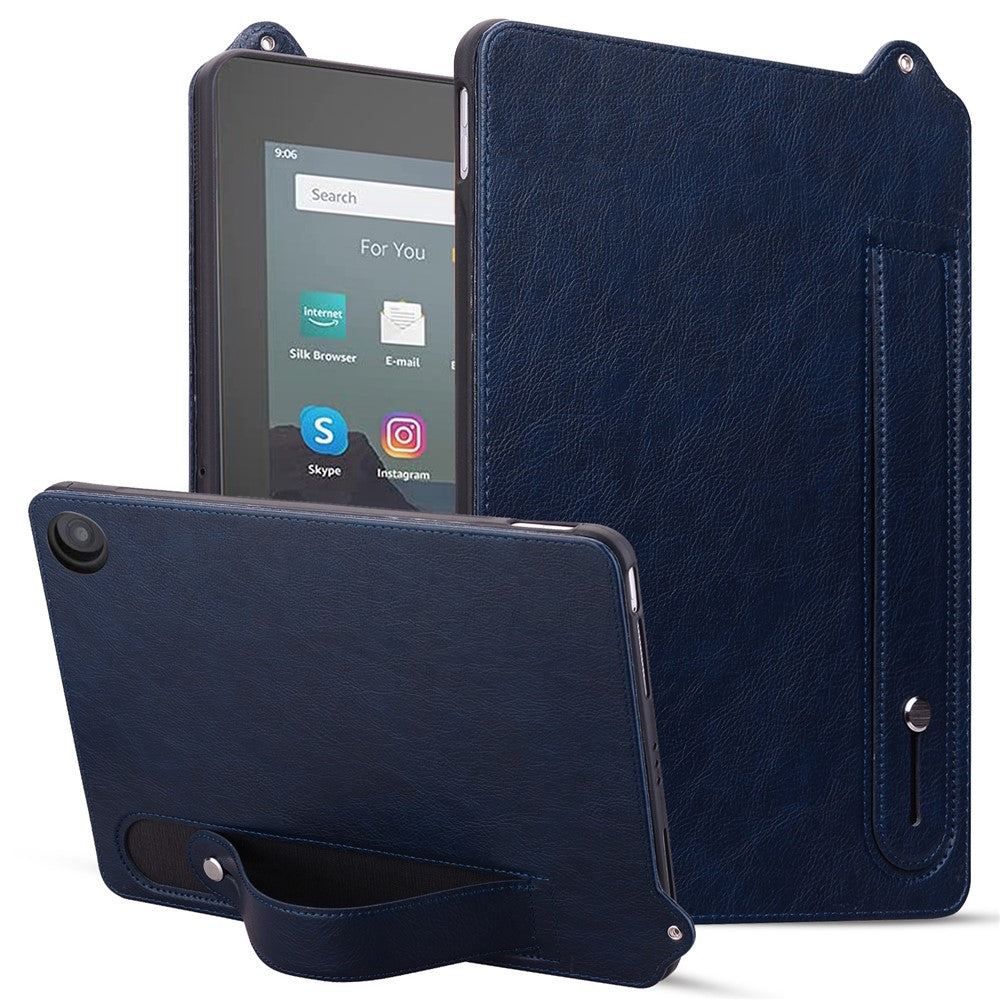 Tablet Case For Amazon Fire HD 10 (2023) / (2021) / Fire HD 10 Plus (2023) / (2021) Hand Strap Kickstand Leather Cover