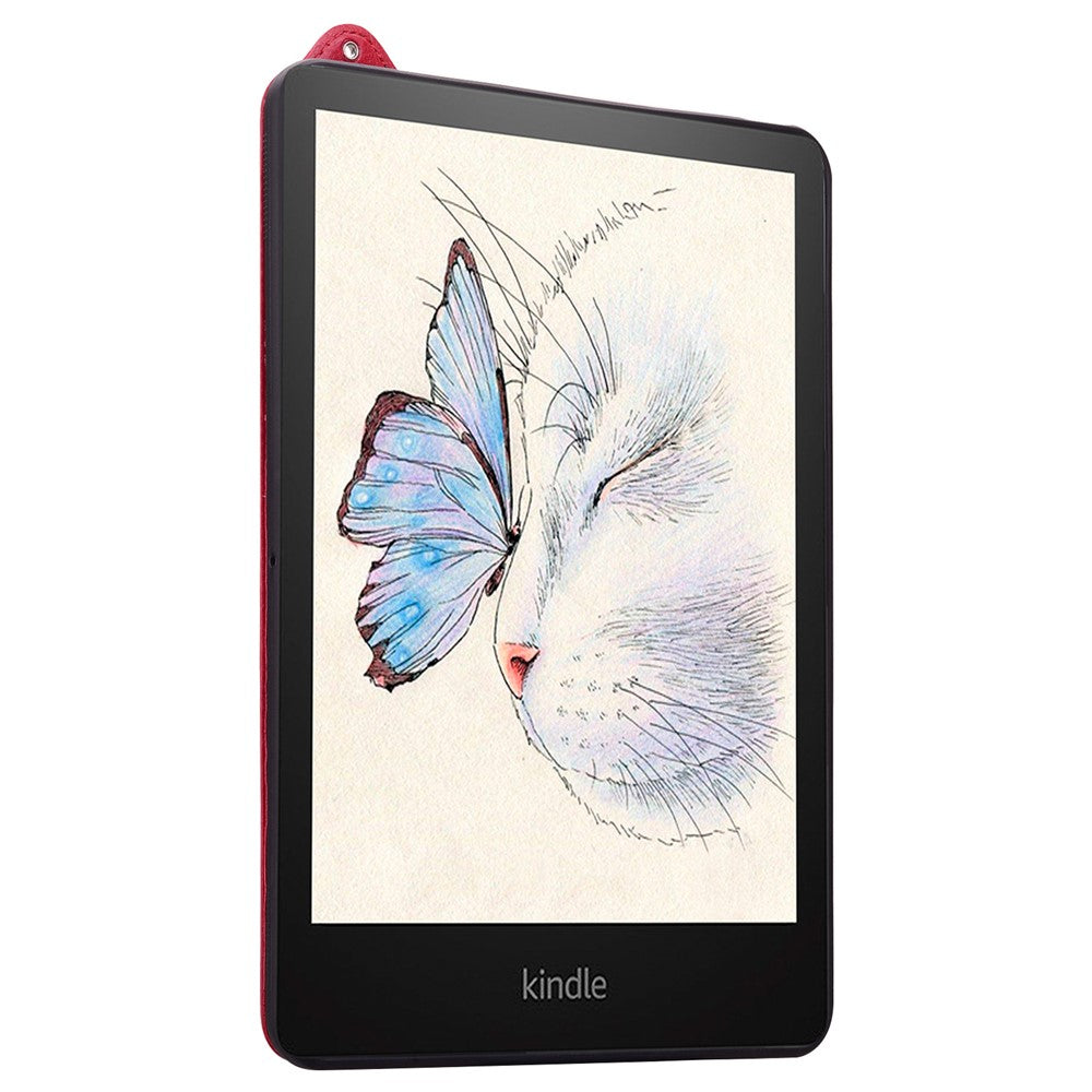 For Amazon Kindle 6" (2022) Case Hand Strap Kickstand Leather Tablet Cover