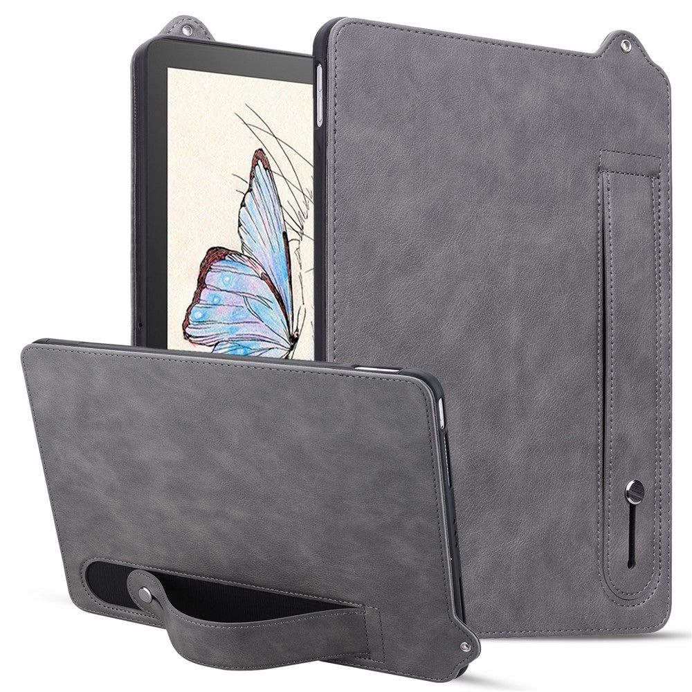 For Amazon Kindle 6" (2022) Case Hand Strap Kickstand Leather Tablet Cover