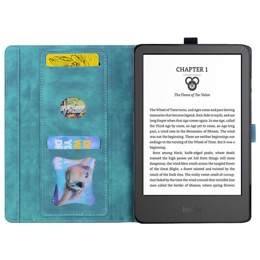 For Amazon Kindle Paperwhite (2024) Case Flip Stand Leather Tablet Cover Cherry Blossom Cat Imprinted