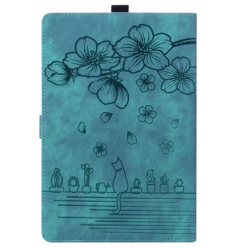 For Amazon Kindle Paperwhite (2024) Case Flip Stand Leather Tablet Cover Cherry Blossom Cat Imprinted