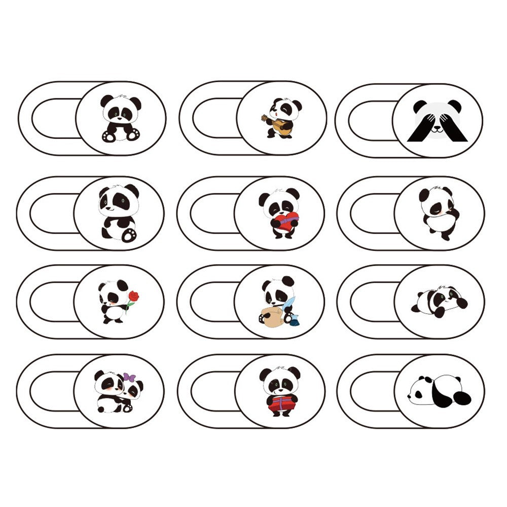 12Pcs / Set Cartoon Panda Pattern Laptop Tablet Phone Camera Privacy Protection Slider Cover Webcam Adhesive Cover