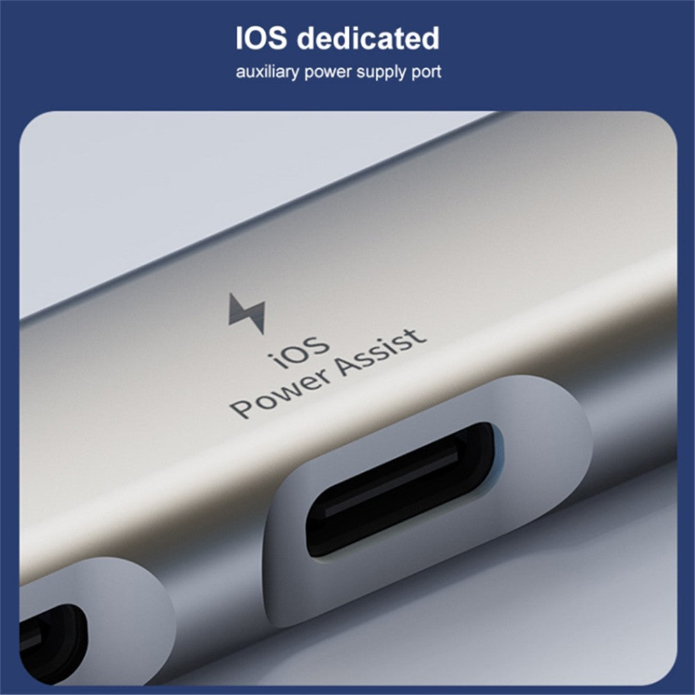 Type-C / 8-Pin 5-in-1 USB Hub Type-C Charging + Type-C Data + 2xUSB + 3.5mm Headphone Jack Adapter