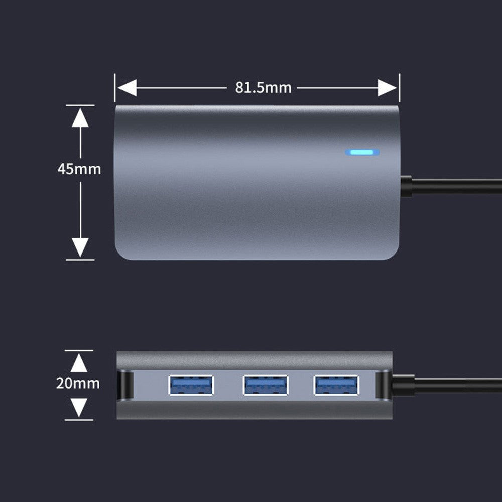 2395-05 5-in-1 USB-C Hub Aluminum Alloy Docking Station with 3 USB 3.0 + SD / TF Card Reader