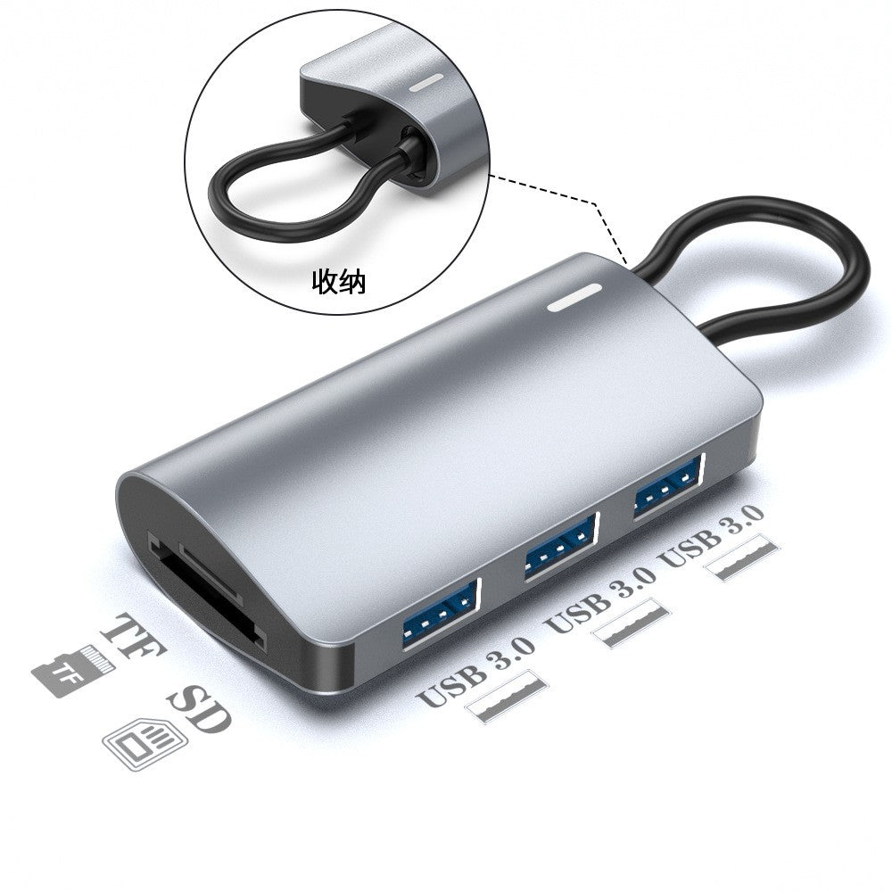 2395-05 5-in-1 USB-C Hub Aluminum Alloy Docking Station with 3 USB 3.0 + SD / TF Card Reader