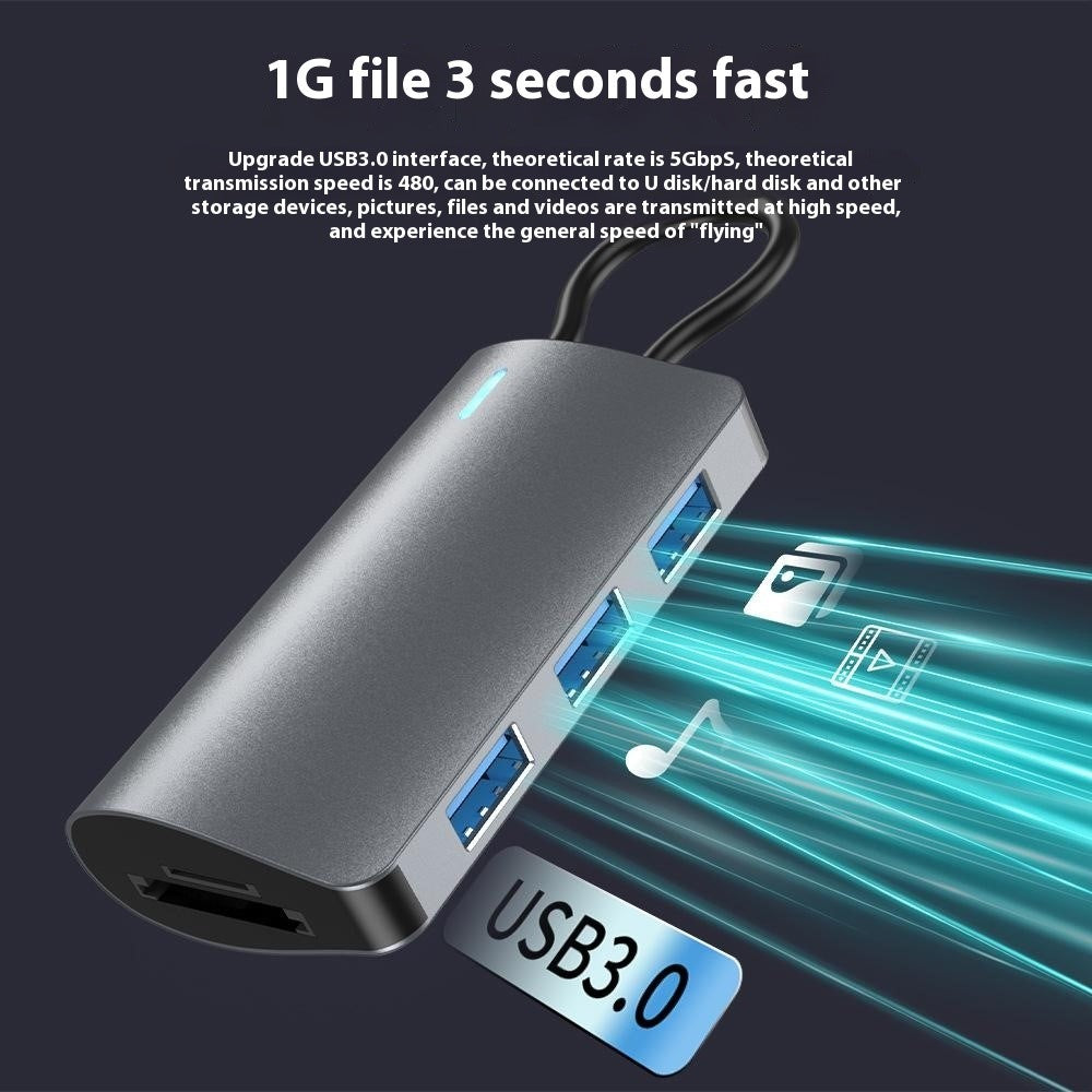 2395-05 5-in-1 USB-C Hub Aluminum Alloy Docking Station with 3 USB 3.0 + SD / TF Card Reader