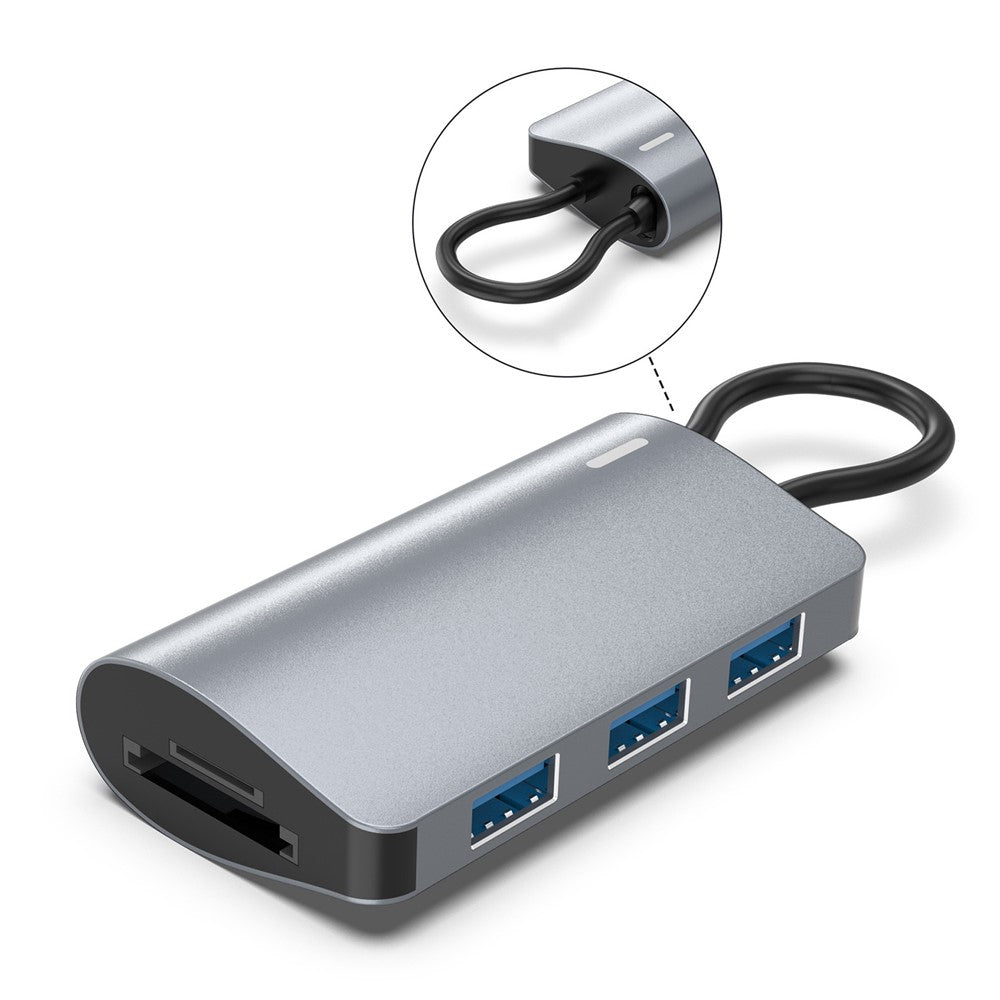 2395-05 5-in-1 USB-C Hub Aluminum Alloy Docking Station with 3 USB 3.0 + SD / TF Card Reader