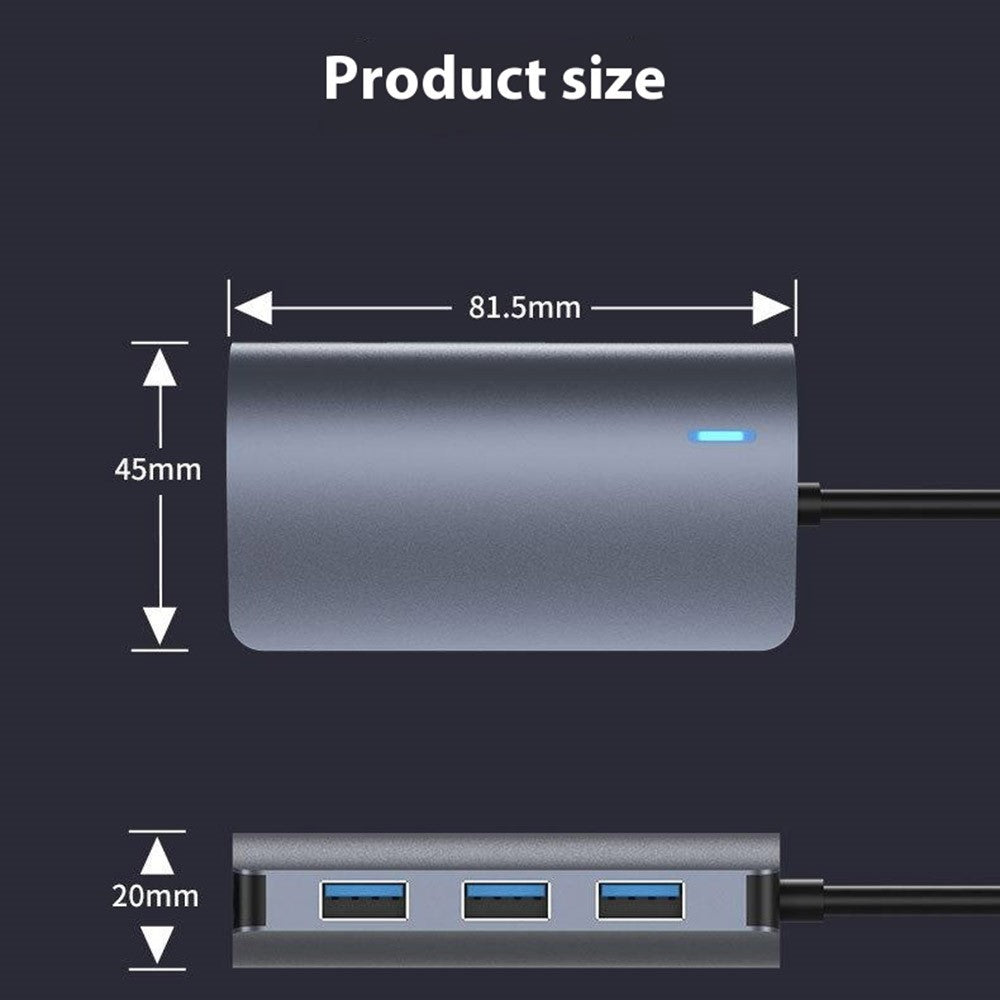 2395-0430 USB-C Hub with 4 USB 3.0 Ports 5Gbps Data Transfer Aluminum Alloy Docking Station