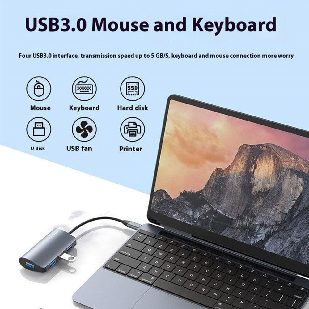 2395-0430 USB-C Hub with 4 USB 3.0 Ports 5Gbps Data Transfer Aluminum Alloy Docking Station