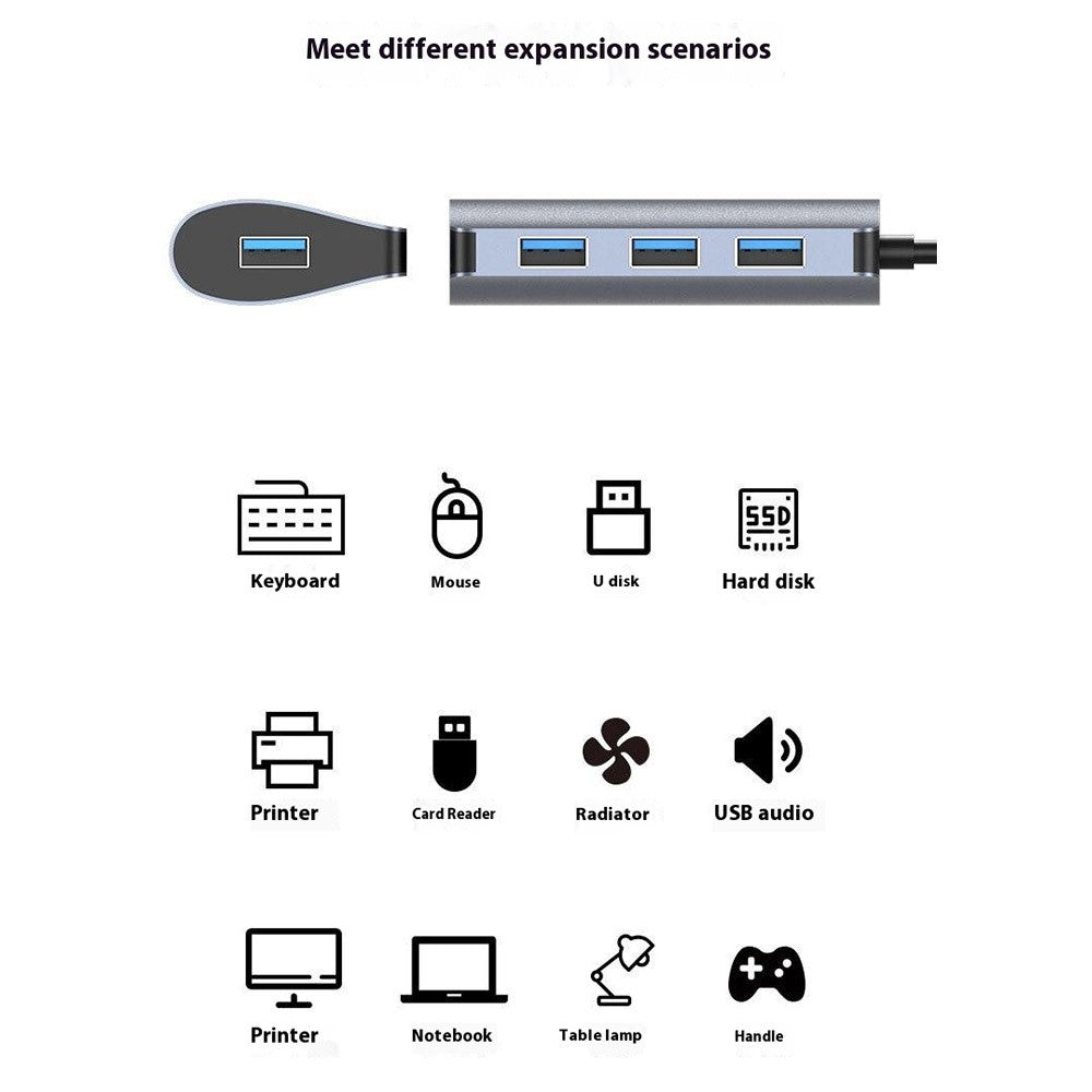 2395-0430 USB-C Hub with 4 USB 3.0 Ports 5Gbps Data Transfer Aluminum Alloy Docking Station