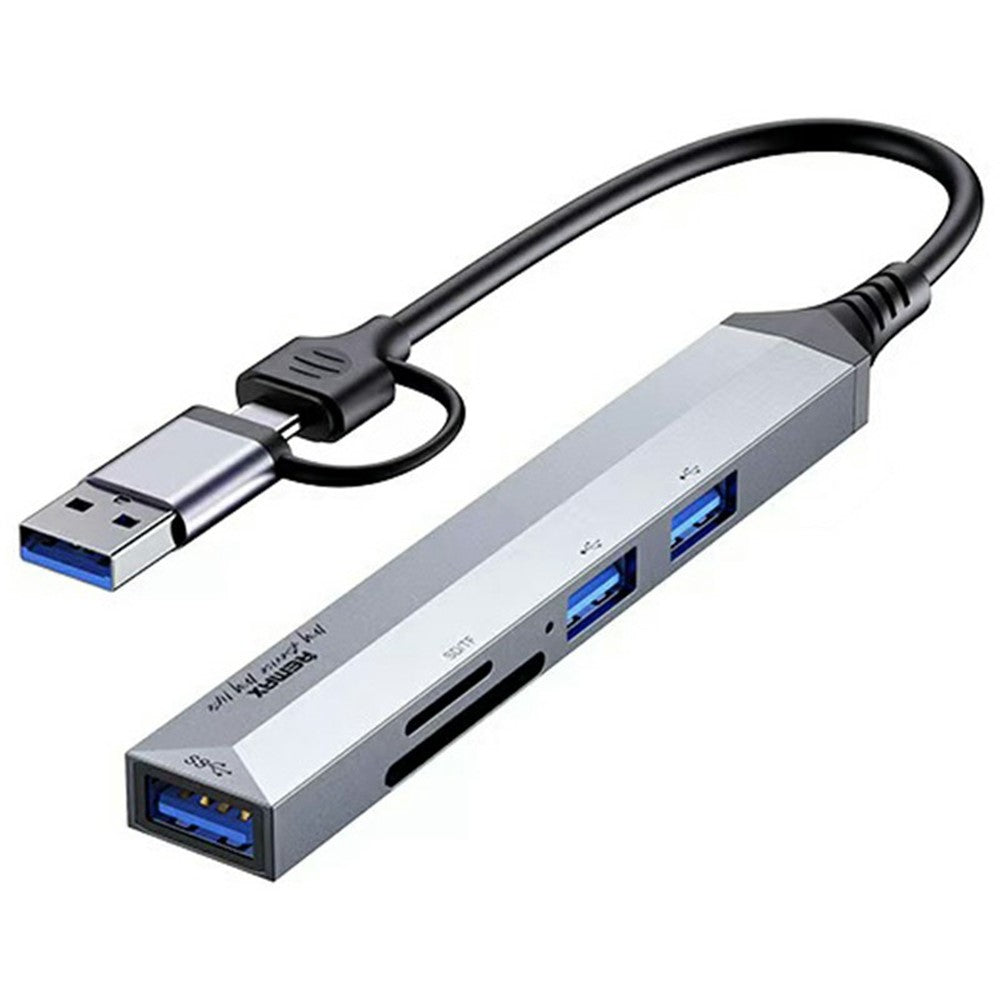 REMAX RU-U7 5 In 1 USB Hub Type-C Aluminum Alloy Multi-Port Adapter Splitter