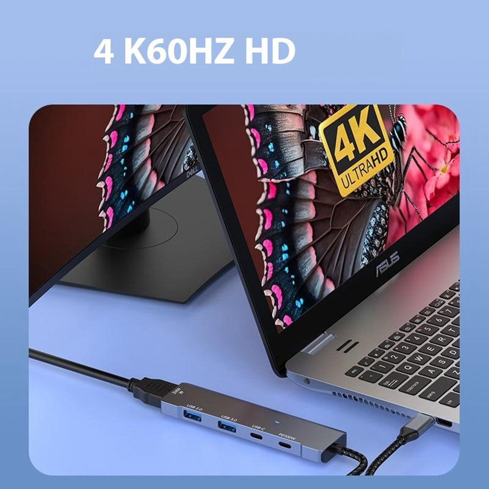 ADS-336 5 In 1 USB C Hub PD 100W Fast Charging 4K 60Hz HD Data Transfer Adapter