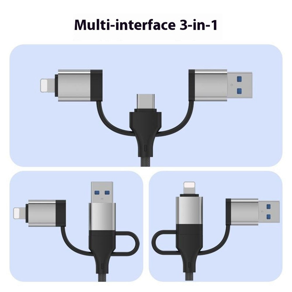 8-Pin / USB / Type C 3 in 1 to 5 Ports USB Hub Smartphones Tablets 15W Charging Data Transfer Adapter