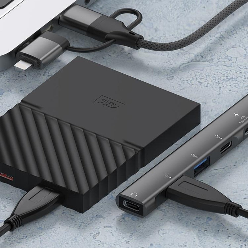 8-Pin / USB / Type C 3 in 1 to 5 Ports USB Hub Smartphones Tablets 15W Charging Data Transfer Adapter