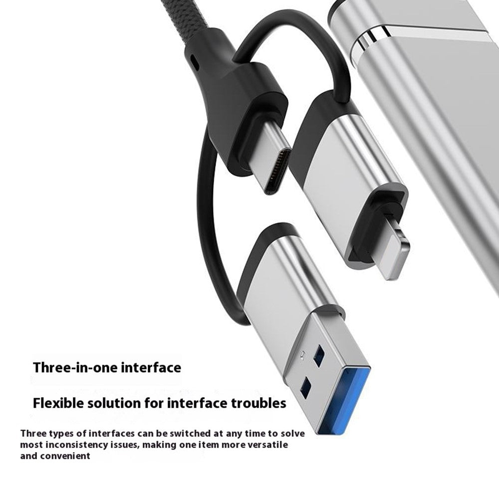 8Pin USB Type-C 3 in 1 Adapter Hub SD TF CF Card Reader USB Data Type-C 3.5mm Headphone Connector