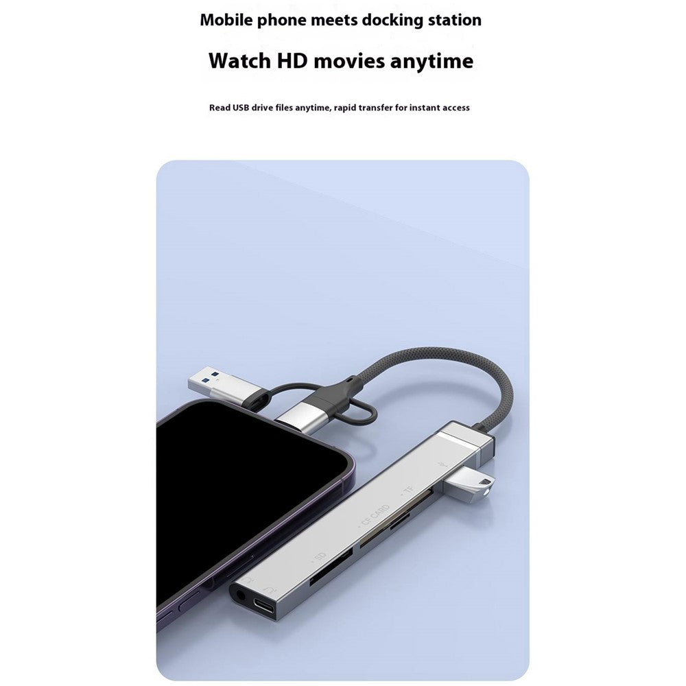 8Pin USB Type-C 3 in 1 Adapter Hub SD TF CF Card Reader USB Data Type-C 3.5mm Headphone Connector