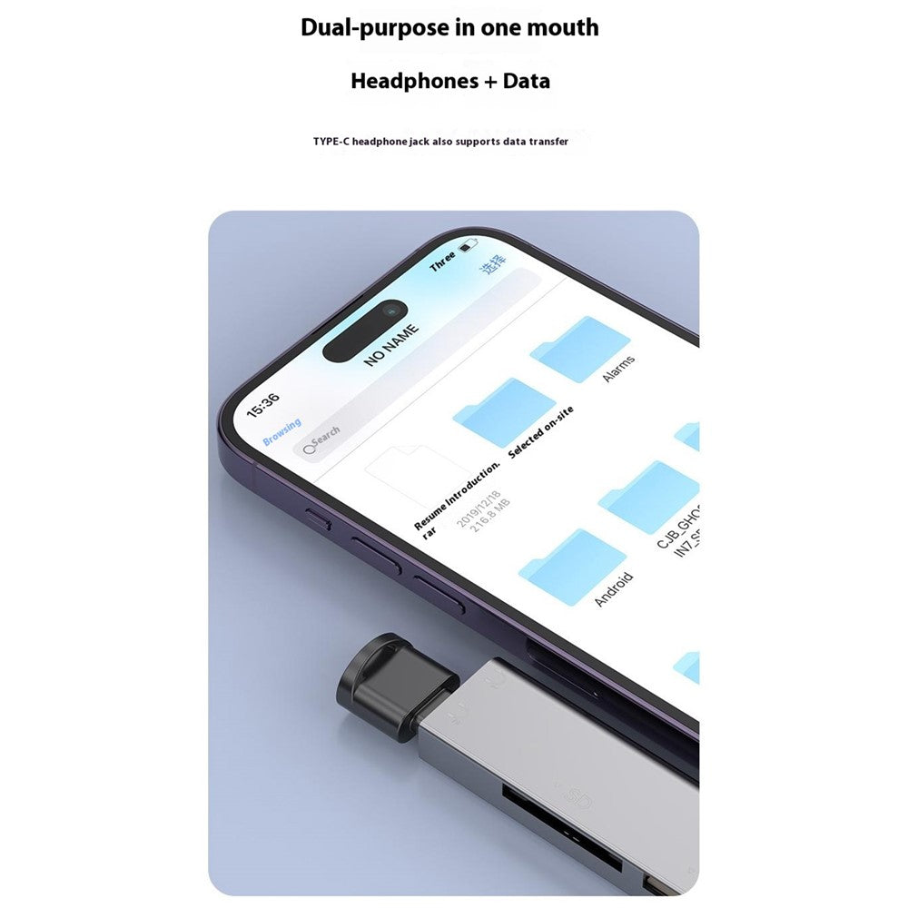 8Pin USB Type-C 3 in 1 Adapter Hub SD TF CF Card Reader USB Data Type-C 3.5mm Headphone Connector