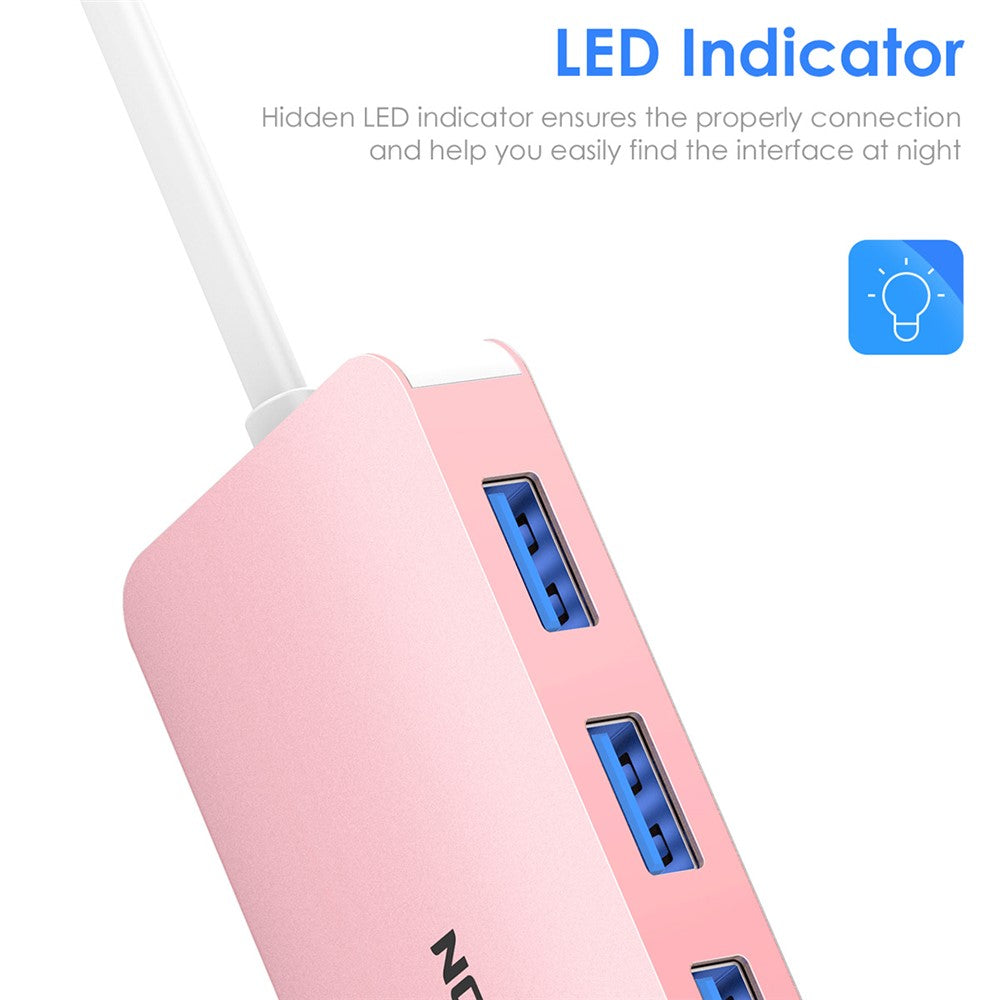 LENTION H15 USB-A Hub 3xUSB-A 3.0 Ports+2 Memory Card Reader Slots Aluminum Alloy Converter