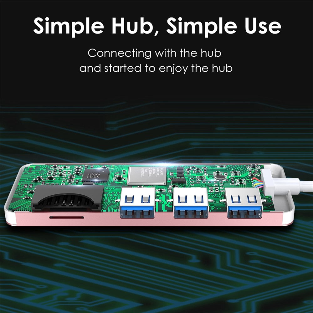 LENTION H15 USB-A Hub 3xUSB-A 3.0 Ports+2 Memory Card Reader Slots Aluminum Alloy Converter