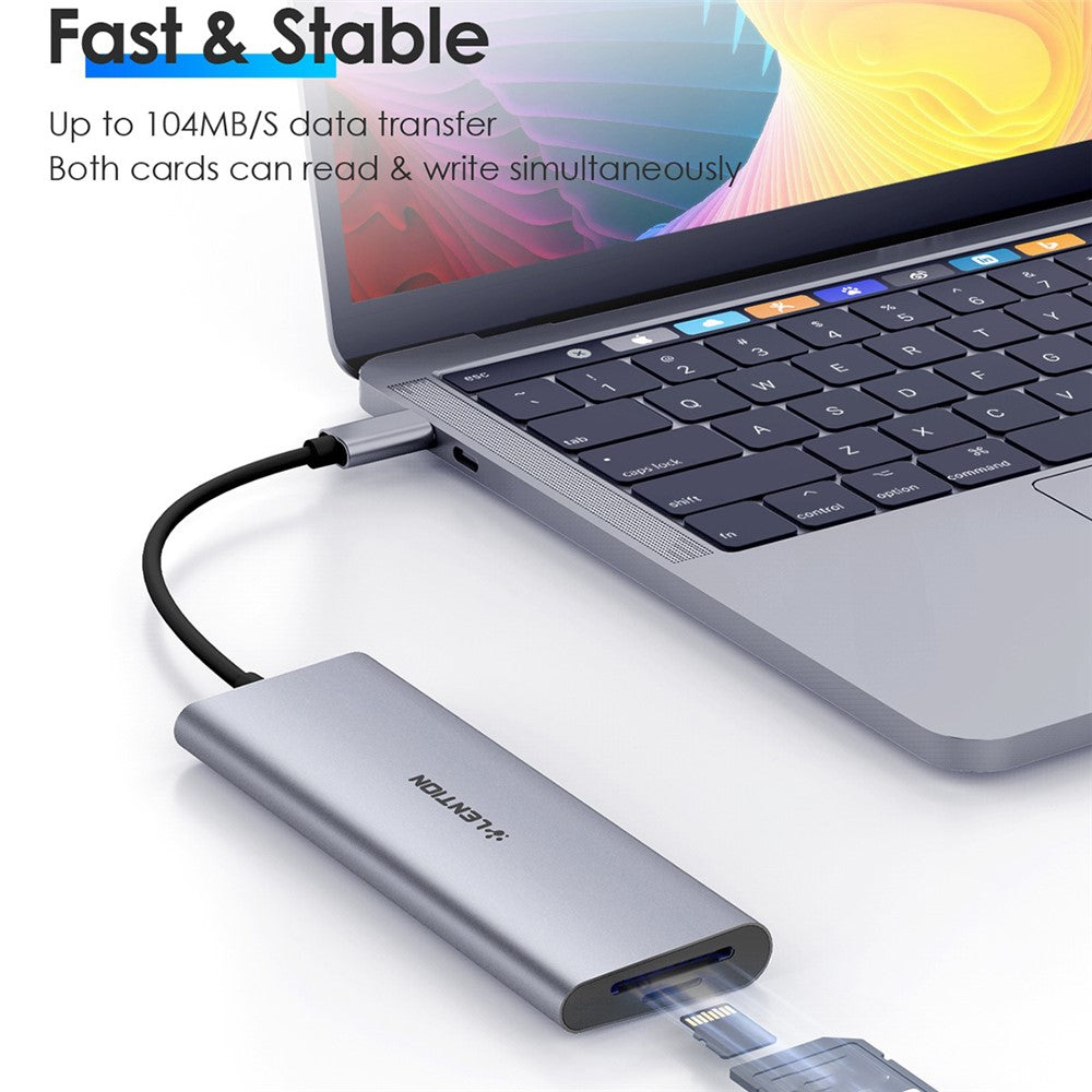 LENTION C36bHCR Type-C Hub Converter to USB 3.0 Ports HD Video Output Port Card Reader Slots PD3.0 100W Charging
